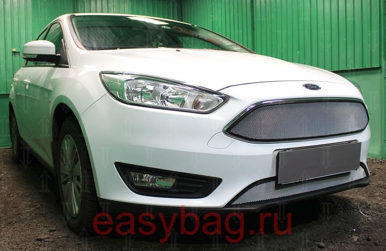 Защитная решетка радиатора Ford Focus II rest (Форд Фокус II рестайлинг) 2008-2012 низ хром