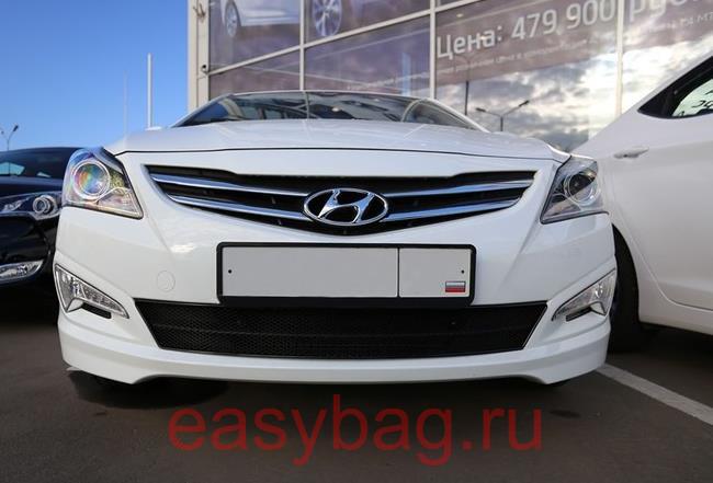 Защитная решетка радиатора Hyundai Solaris (Хендай Солярис) низ хром